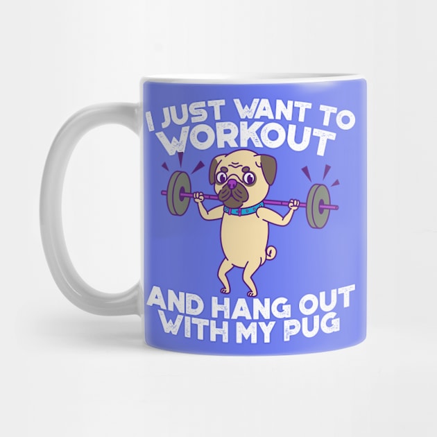 Pug lifting weights by Doggo Gym